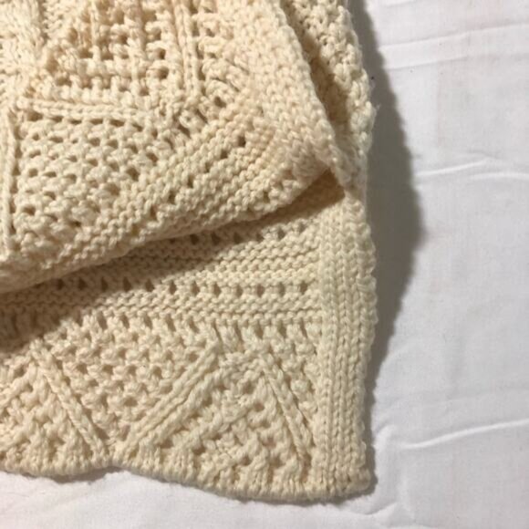 Irish Store womens XL merino wool fisherman cable knit sweater open knit detail - Picture 10 of 11